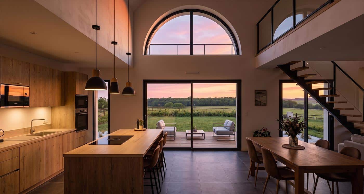 Intérieur de la maison contemporaine de 150 m² à Château-Renault