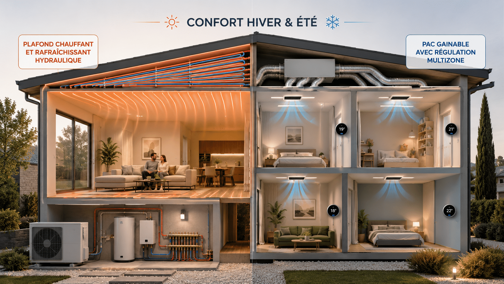 plafond rayonnant ou systeme gainable
